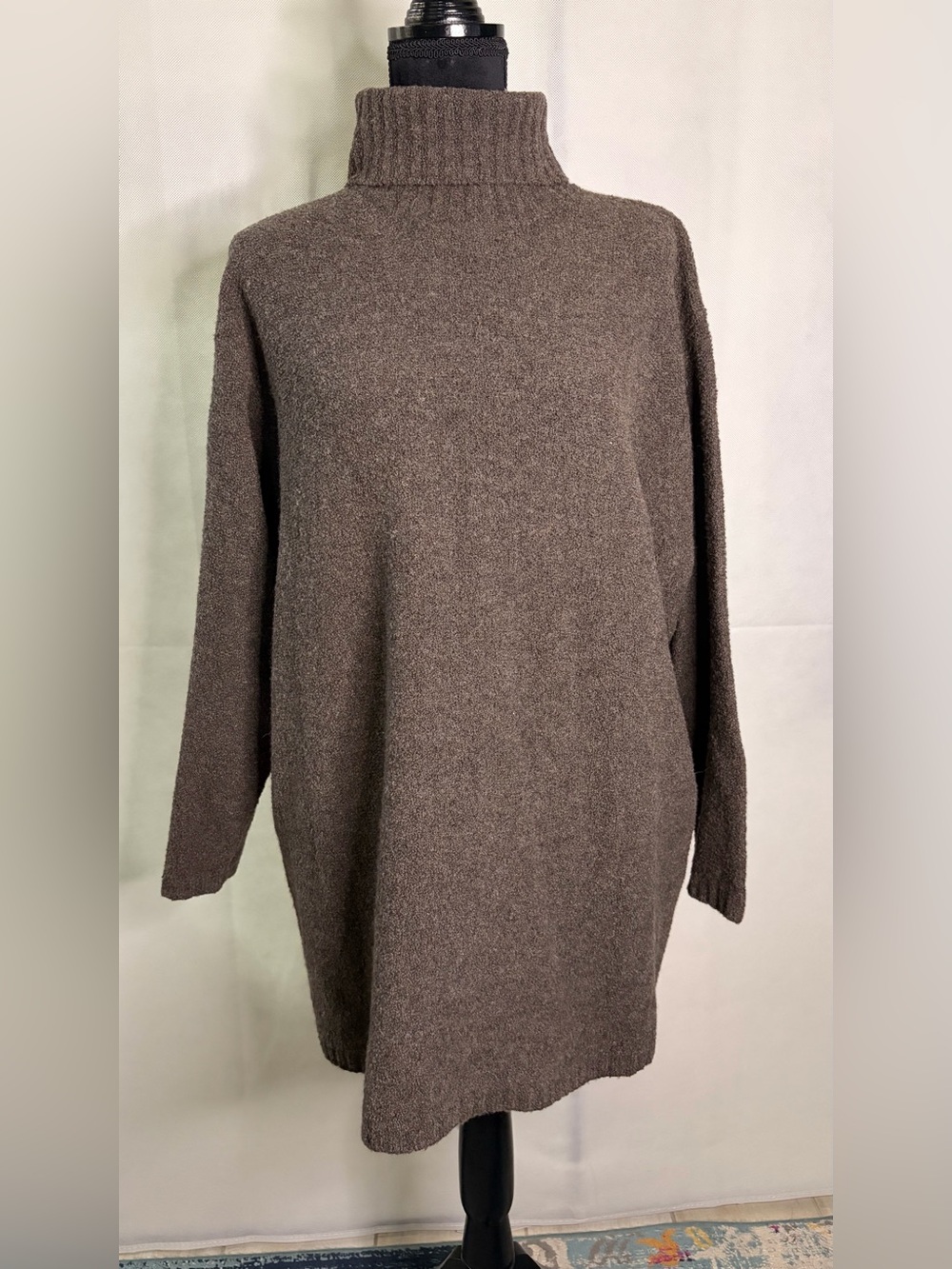 Eddie Bauer Taupe-Brown Turtleneck Sweater Dress | Wool Blend